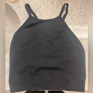 Black High Neck Crop Tank